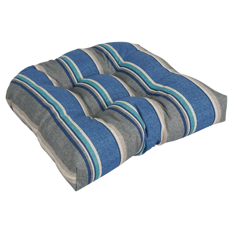 Outdoor 3.5'' Dining Chair Seat Cushion, Gray/Blue