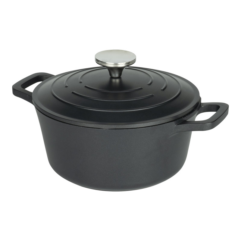 Grunwerg Commichef Non-Stick Cast Aluminum Round Dutch Oven, Black, 2.8l