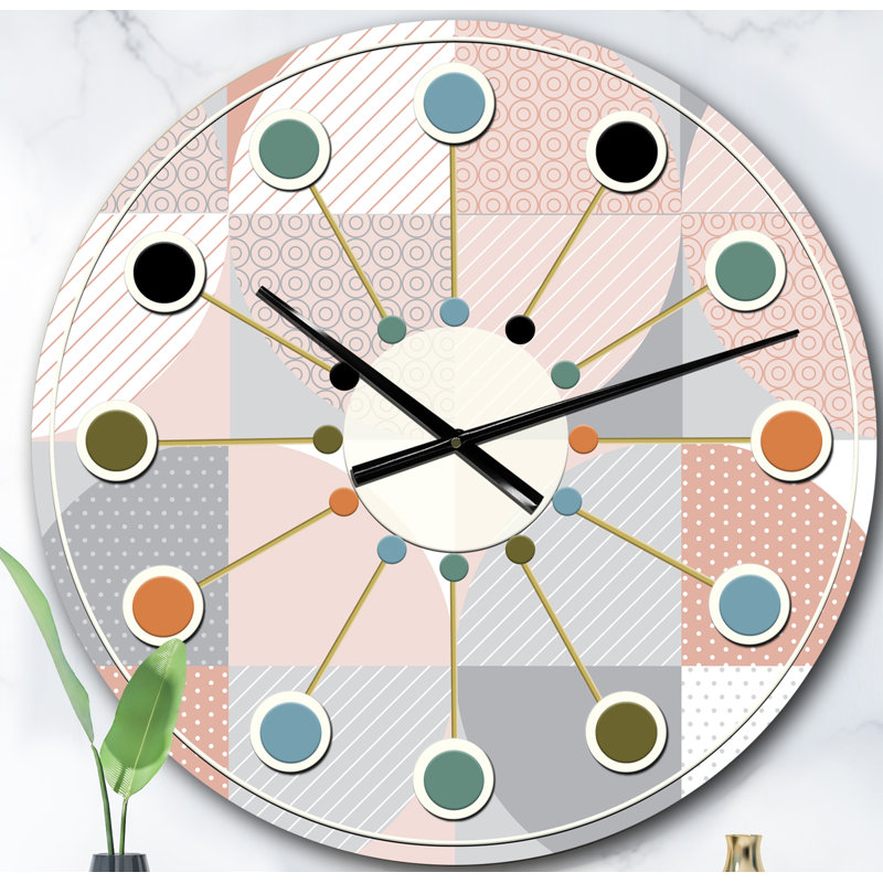 Horloge murale ronde Mid-Century, Surdimensionné