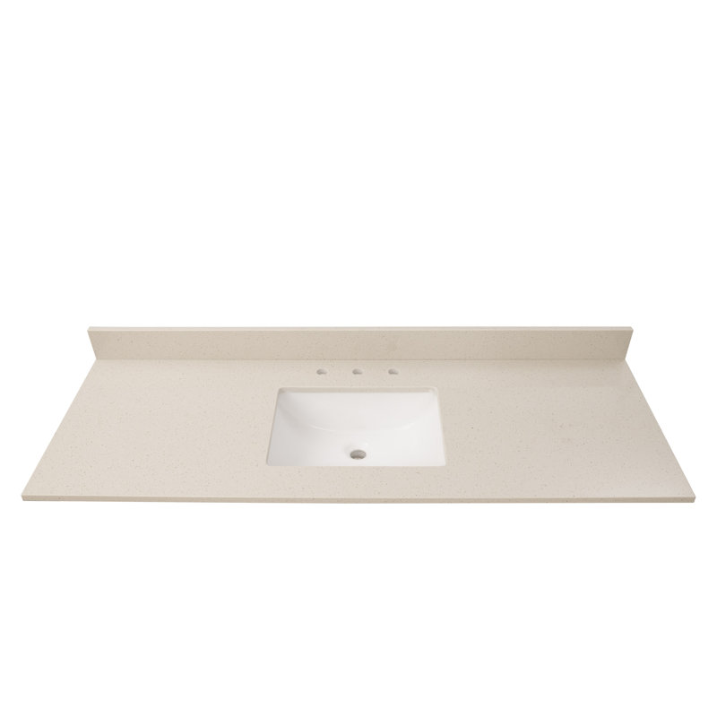 Iced White 61" Engineered Marble Vanity Top with Single Sink