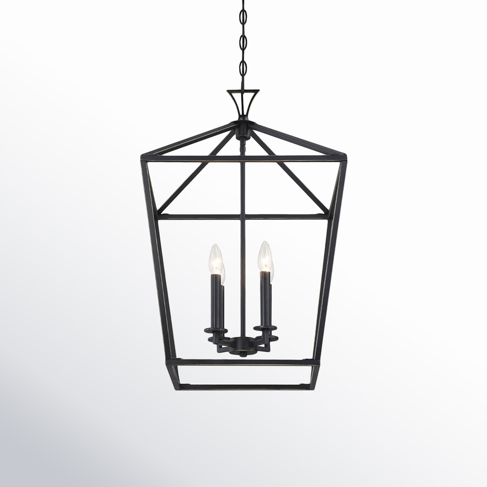 Hastings 4 - Light Lantern Geometric Chandelier, Classic Bronze