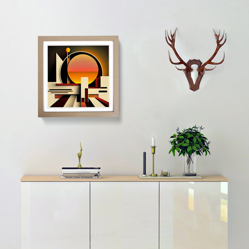 Art Deco Sunset Suprematism - Framed Print, Oak