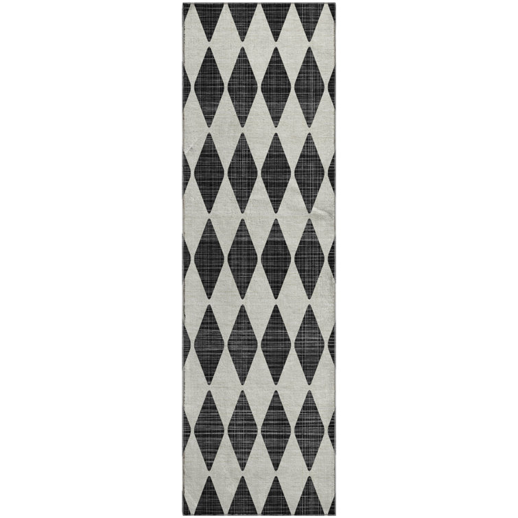Premium Machine Washable Cerrito AMF578 Black Rug