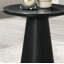 Table de bout ronde à piédestal unique de style contemporain avec structure en bois d'hévéa durable et finition noire