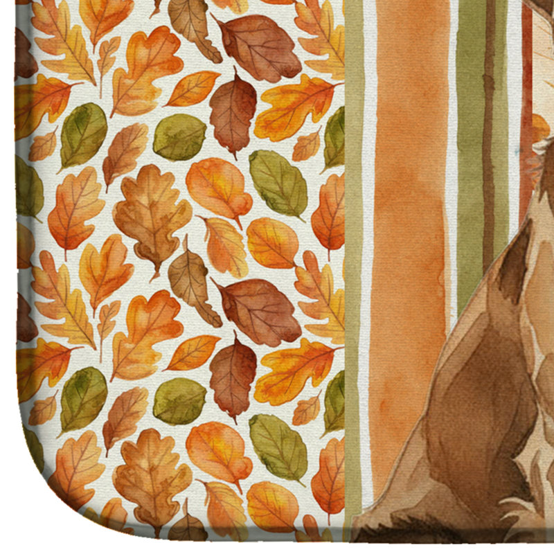 Liver Flat-Coated Retriever Heirloom Fall Dish Drying Mat
