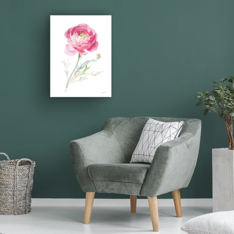 Large Pink Floral Canvas Art with Wooden Frame