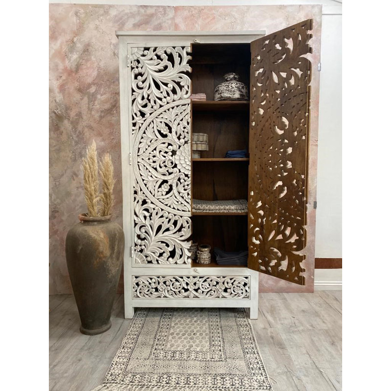 Ajwaa 2 Door Solid Wood Wardrobe