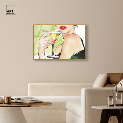 «After Five - Ira Colmeva», reproduction d'art acrylique encadrée Martini par Art Remedy, cadre doré, 45 x 30