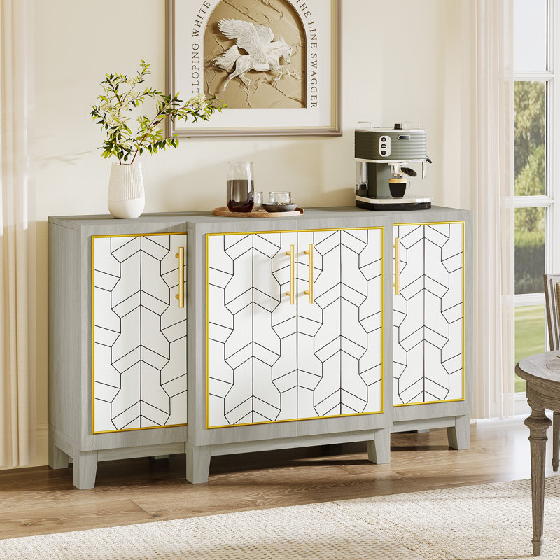 55"W Modern Sideboard Buffet with Adjustable Shelves