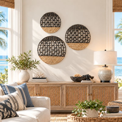 Hawkley Natural Fiber Abstract Woven Wall Art Set