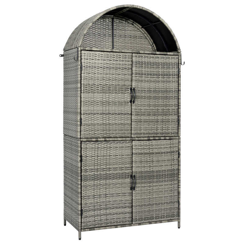 Armoire de rangement 72 po en osier avec tablettes, Gris