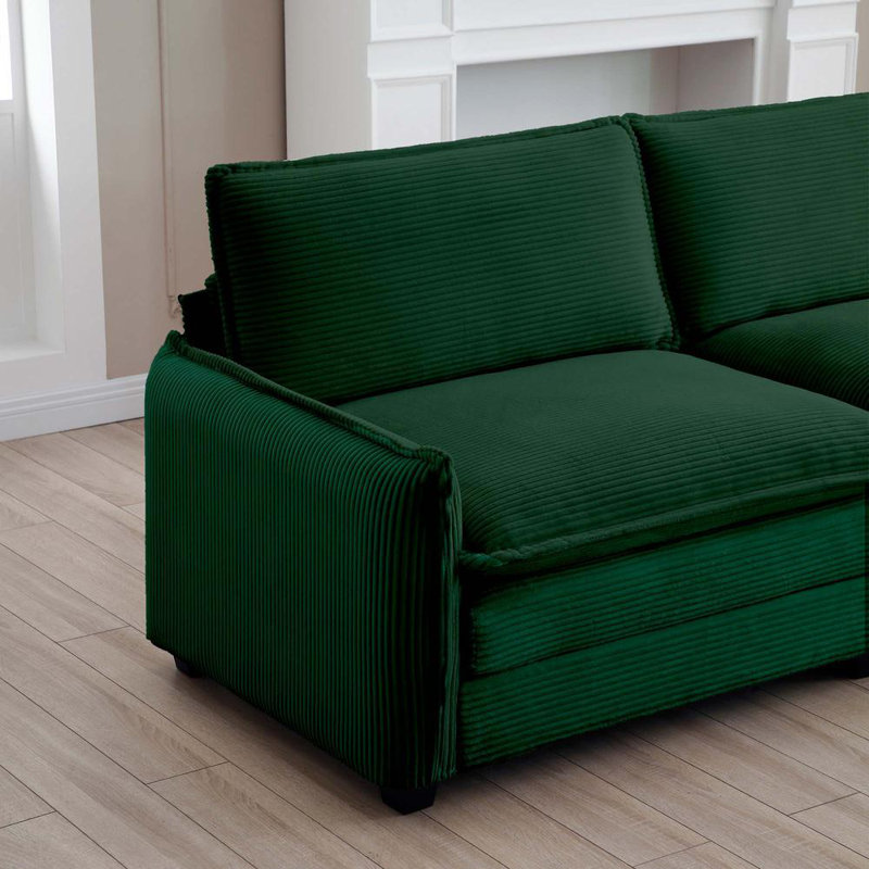 Two-Seater Theater Sofa  With 2 Footrest For Small Living Spaces, Green