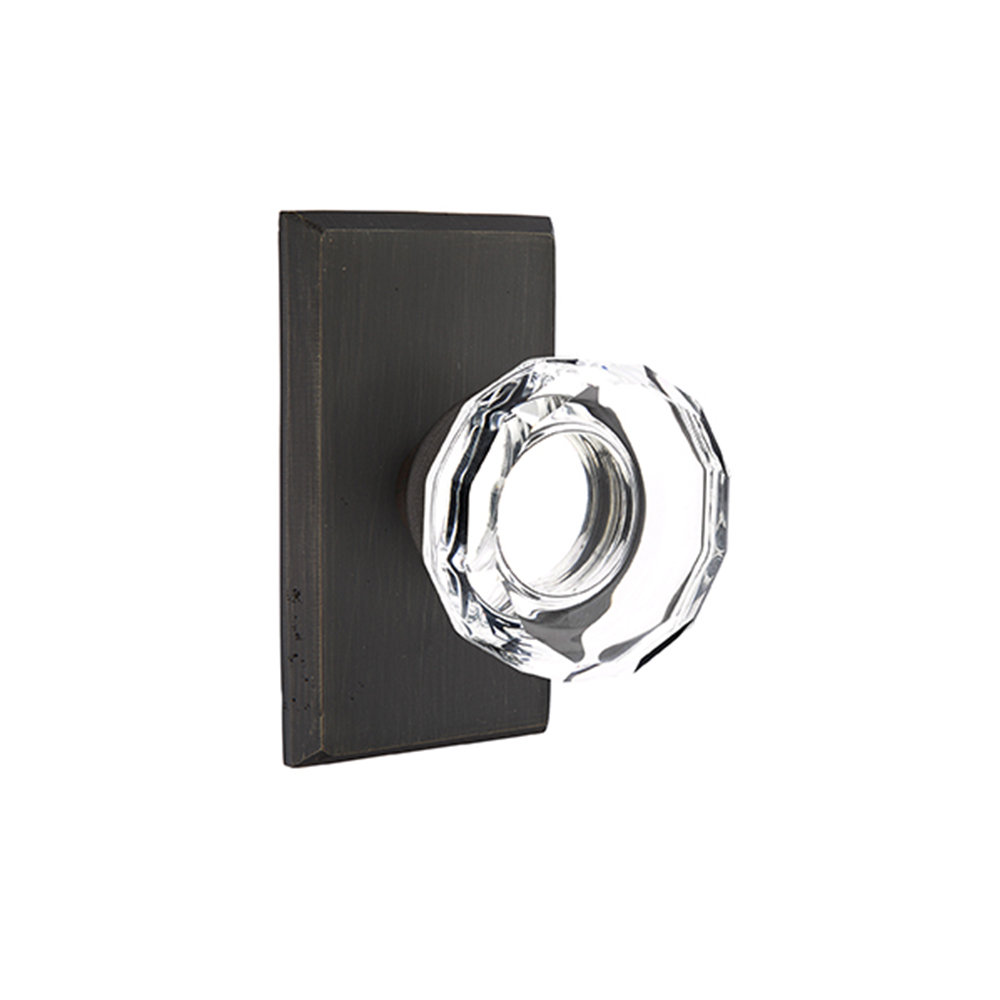 Emtek Privacy Knobset w/ Sandcast #3 Rosette and Lowell Glass Knob Emtek 