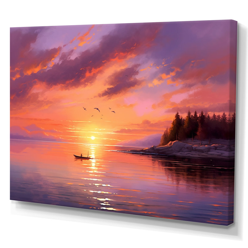 Plage au crépuscule - reproduction d'art sur toile côtière, H 12 po x l 20 po x P 1 po, Toile tendue