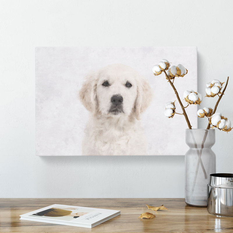 Golden Retriever Puppy Painting - Wrapped Canvas, 35cm H x 50cm W x 3cm D