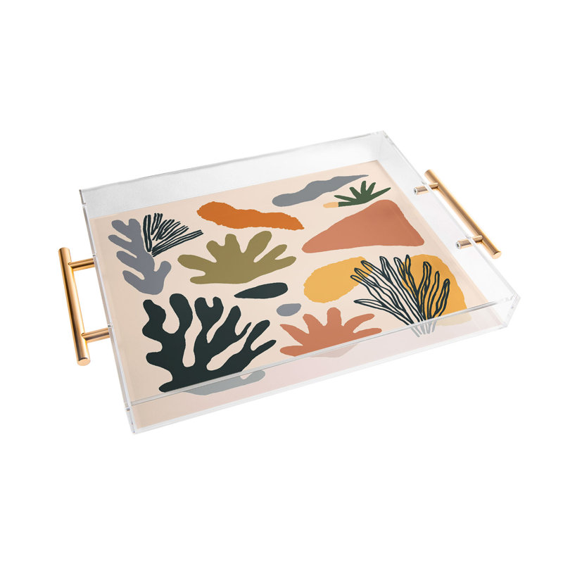 Plateau en acrylique Cassidy Rae Marietta, Floral, Beige
