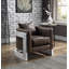 Fauteuil d'appoint espresso et cuir fleur espresso