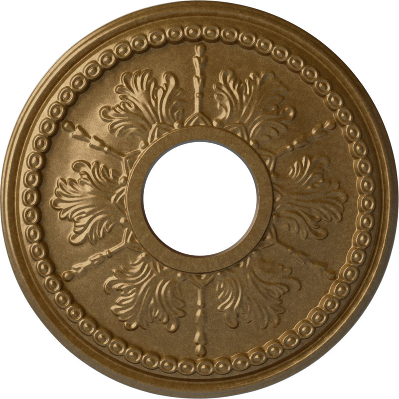 Médaillon de plafond H 13,875 po x l 13,875 po x P 1,25 po Tirana, Or pâle
