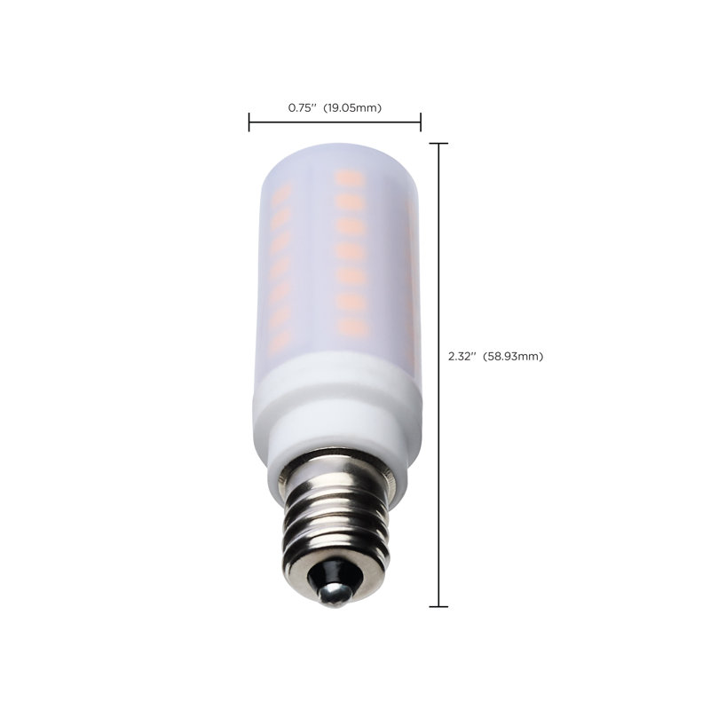 DEL T6 5 watts - Finition transparente - Base E12 - 120 volts, 3000 Kelvins, 500 lumens, Blanc