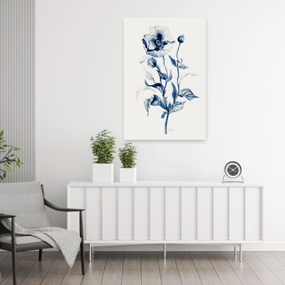 Indigo Wild Roses II, classique, moderne, coquelicot moderne, plante végétale, art mural