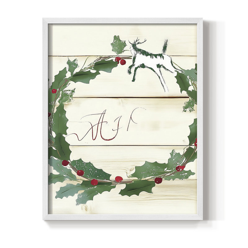 «Christmas Holiday», art encadré DCC-XXVI, bois massif, H 30 po x l 24 po, Blanc