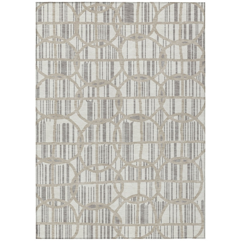 Machine Washable Indoor/Outdoor Chantille ACN2769 Geometric Rug, Ivory, 10' x 14'
