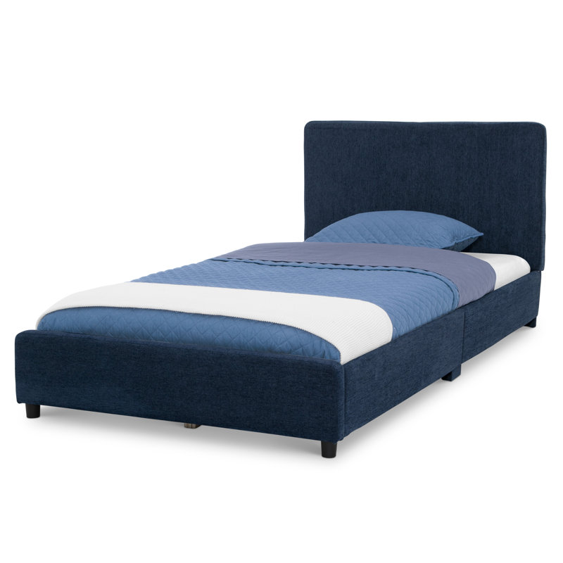 Delta Children Upholstered Twin Size Bed With Headboard, Premium Wood Slat Support, No Box Spring Needed, Easy Assembly, Velvet