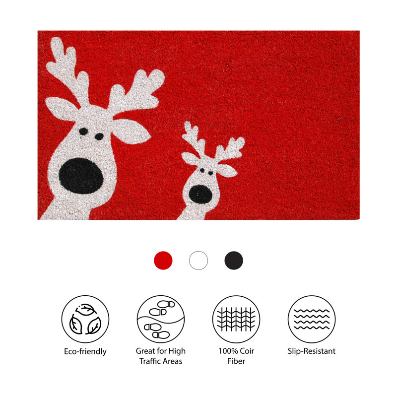 Tapis d'extérieur antidérapant Peeking Reindeer 29 po x 17 po, L 17 po x L 29 po