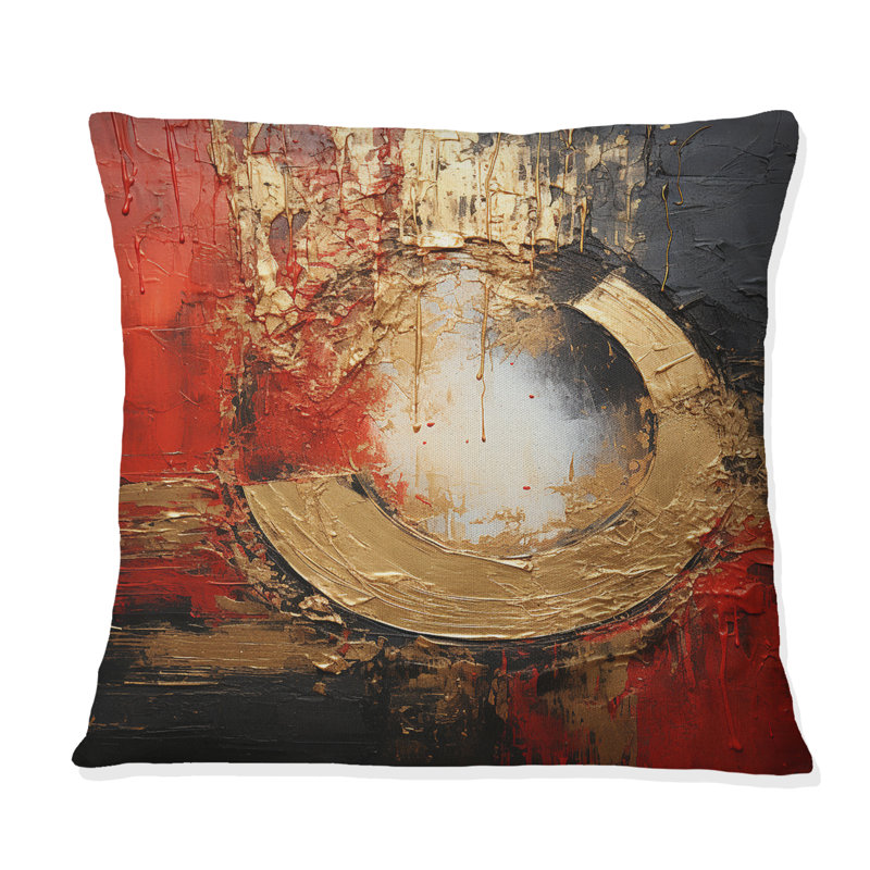 Coussin décoratif Red Gold Fusion Spiral II - Abstract Spirals, 18" x 18"