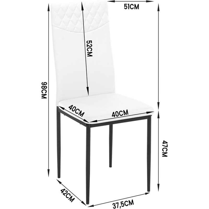 Eisine 47cm H Upholstered Metal Side Chair, White