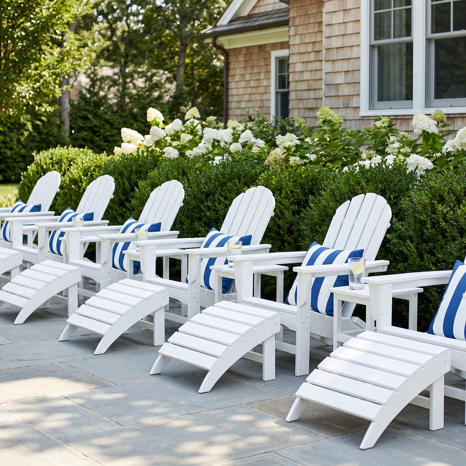 Leighton Foldable Outdoor Adirondack Set, White