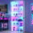70.9" T Glass Door Display Cabinet with RGB Light, 6-tier Rounded Corner Storage Cabinet with Human Body Sensor -1010510728