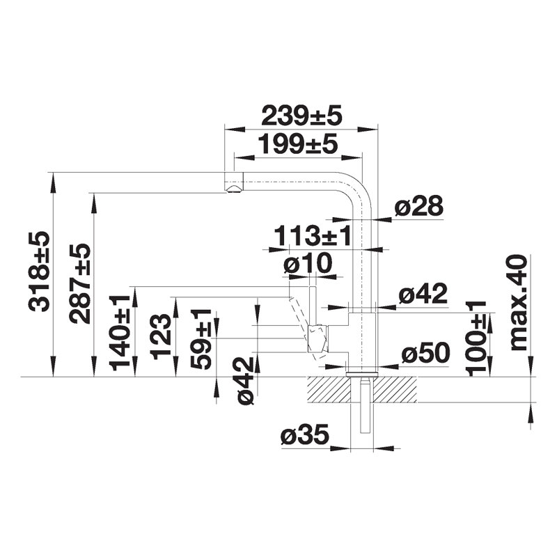 Ambassador Single Lever Monobloc Tap, Stainless Steel