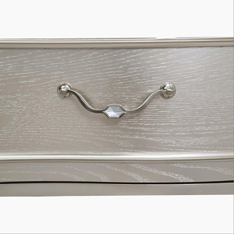 Ensemble de chambre avec grand lit plateforme ivoire / chêne argenté 5 pièces, Grand lit