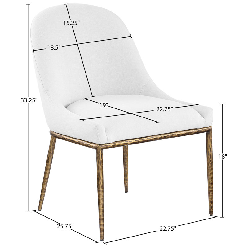 Chaise d'appoint rembourrée Ferro Hessle, Tissu texturé en lin blanc, Or brossé