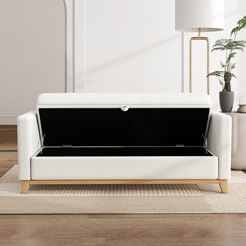 Banc de rangement avec 2 traversins, Beige / Naturel