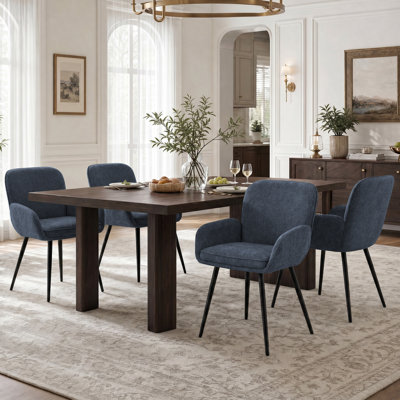 Upholstered Chenille Dining Chairs With Metal Legs (Set Of 4)