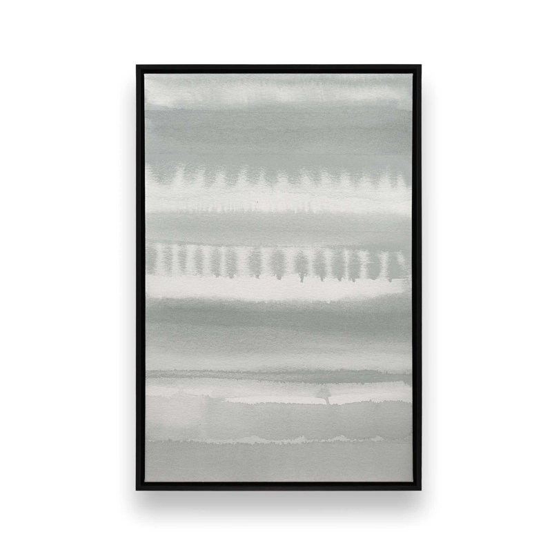 Toile tendue à rayures douces dégradées, H 18,75 po x l 12,75 po x P 1,75 po, Cadre flottant noir satiné