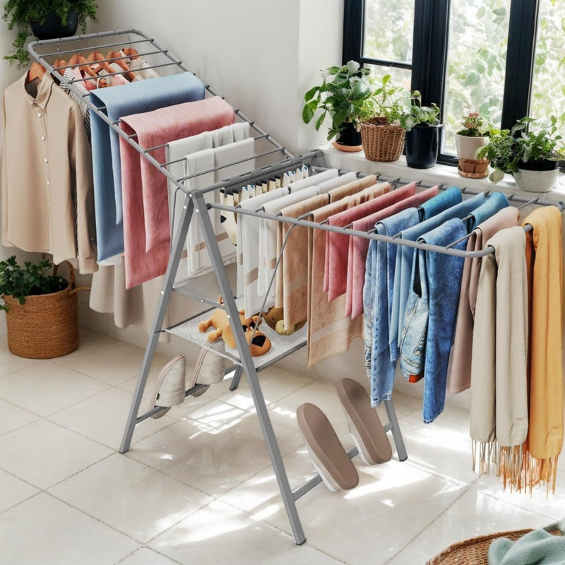 Séchoir à vêtements pliable avec capacité accrue