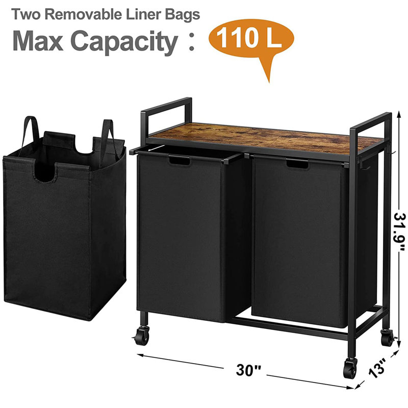 Fabric Laundry Hamper, Black