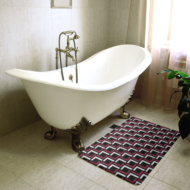 Tapis pour salle de bain Baltimore, l 17 po x L 24 po, Black/Red/White