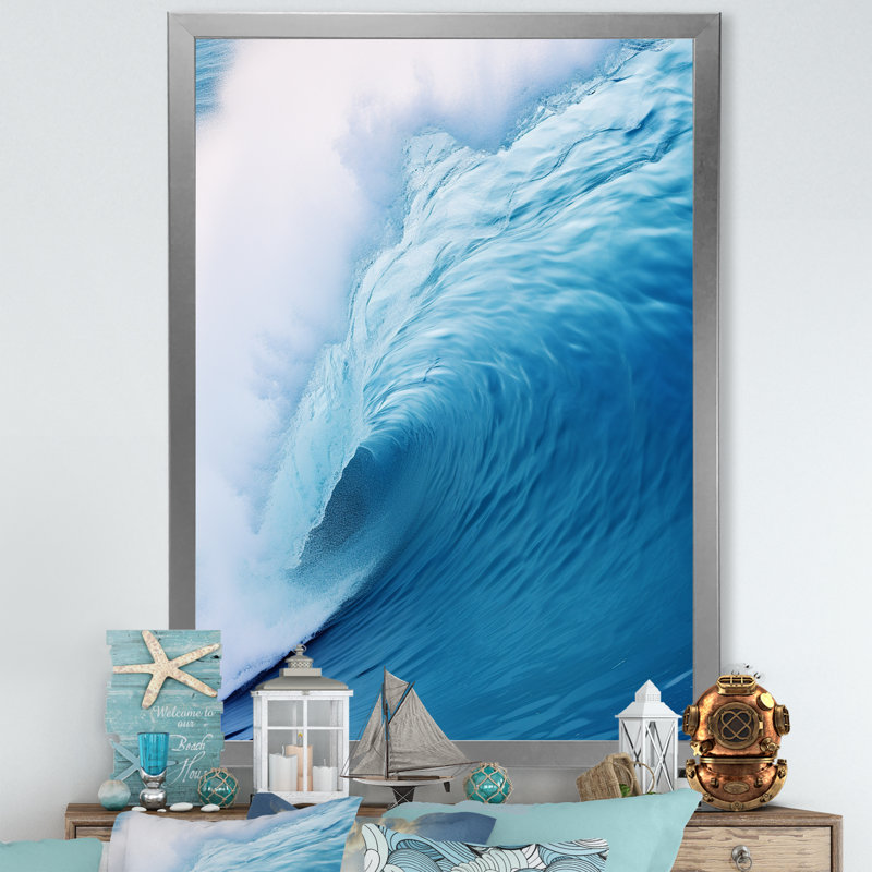 «Blue Wave Blue Wonder» sur toile, Cadre photo argenté, H 44 po x l 34 po x P 1,5 po