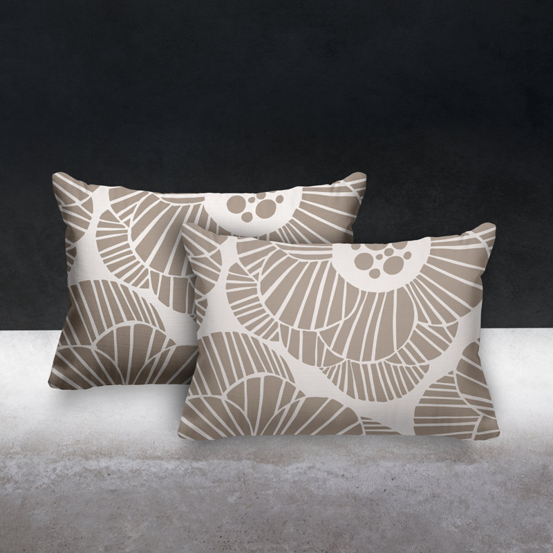  Polyester / Mélange de polyester Housse de coussin rectangulaire intérieure / extérieure lombaire et insert, Beige