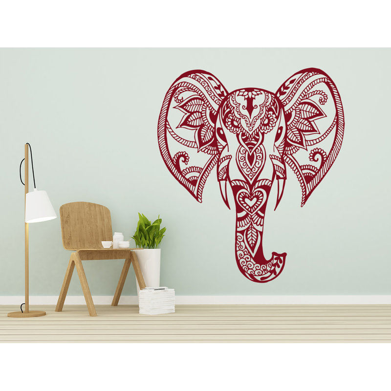 Adhésif décoratif éléphant, H 46 po x l 53 po, Bourgogne