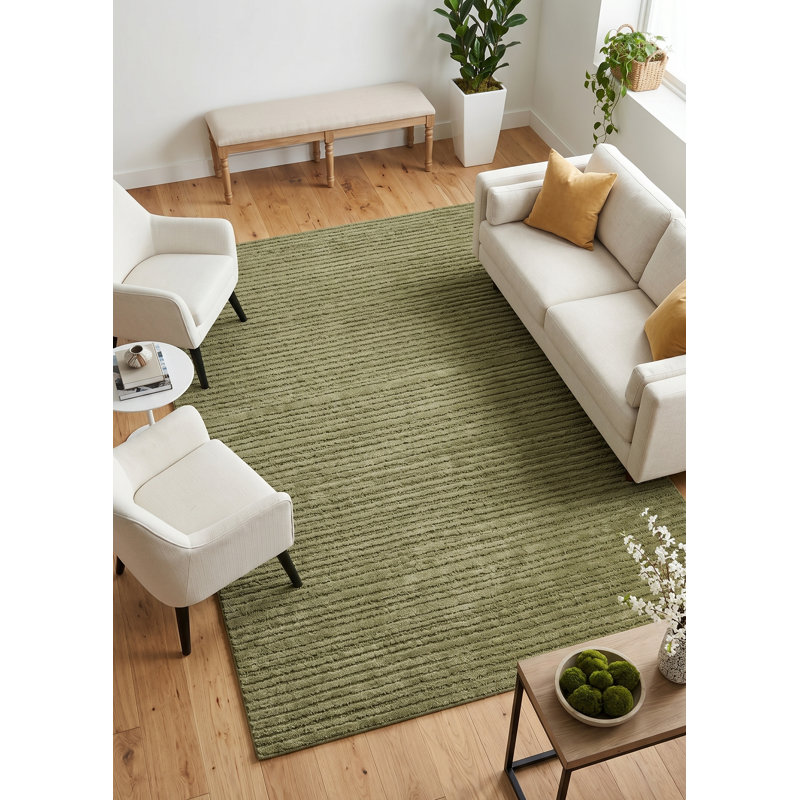 Nayash Collection Hand Tufted Area Rug, Rectangle  9 X 12 (FT), Green