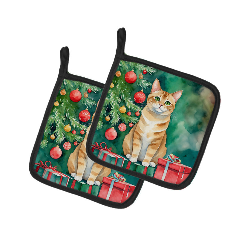 Chat malais près de l'arbre de Noël