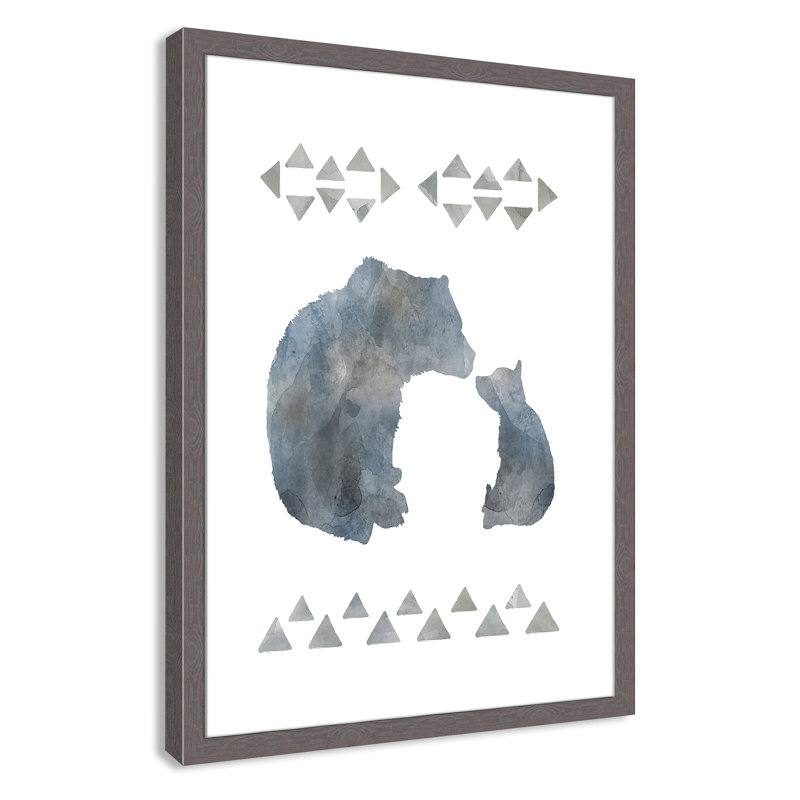 «Little Man Cave Bears», art encadré, H 34,5 po x l 24,5 po x P 0,63 po, Cadre gris