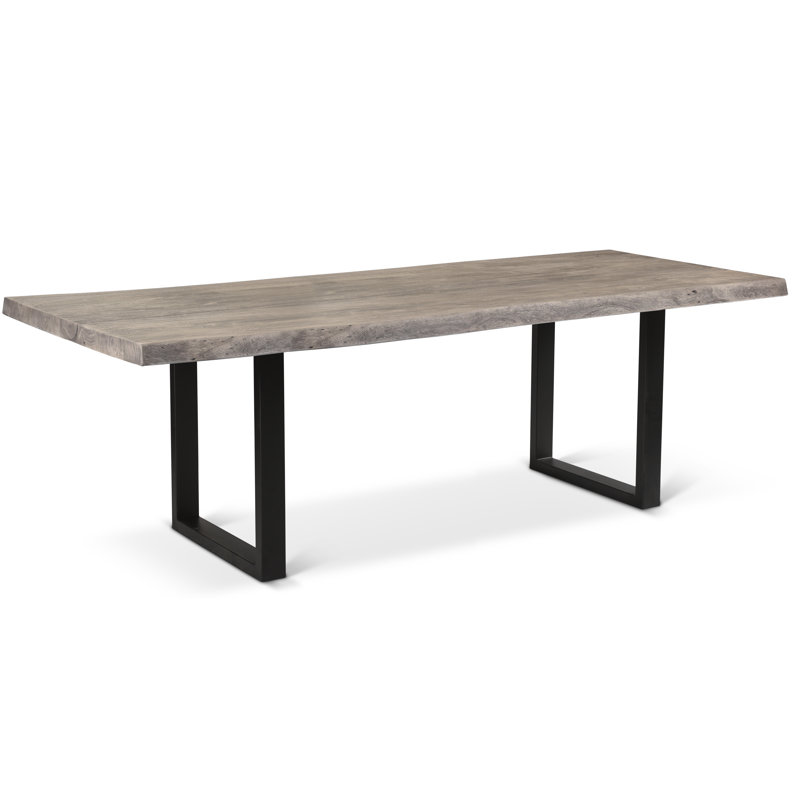 Brooks Solid Wood Dining Table, Black, Sandblasted Gray, 116" L x 40" W