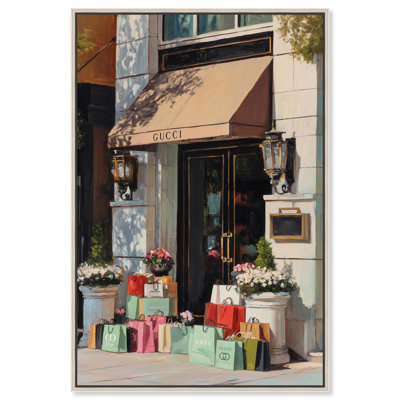 Shopping Bags at the Store Canvas Print Fashion Wall Decor by Art Remedy, Silver Frame, 10 x 15
