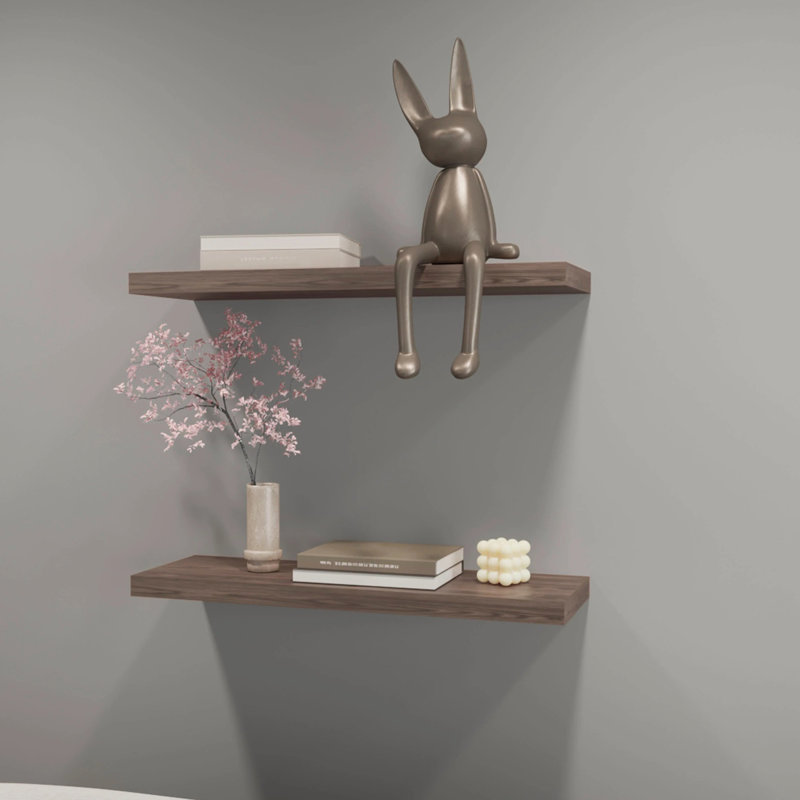 Tablette flottante à finition cognac - 31,5 pouces de large, espace de vie au design intemporel, Cognac